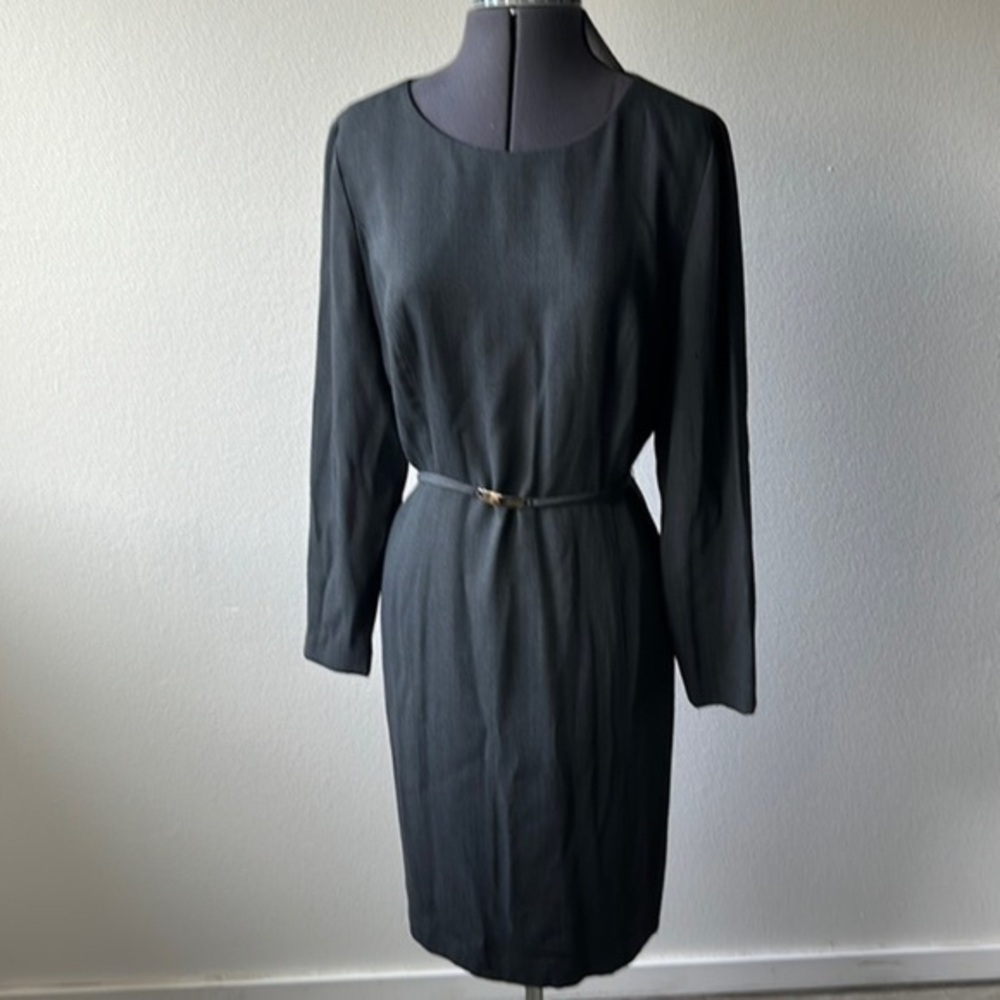 Linda Allard Ellen Tracy dress size 6 gray career rayon fitted